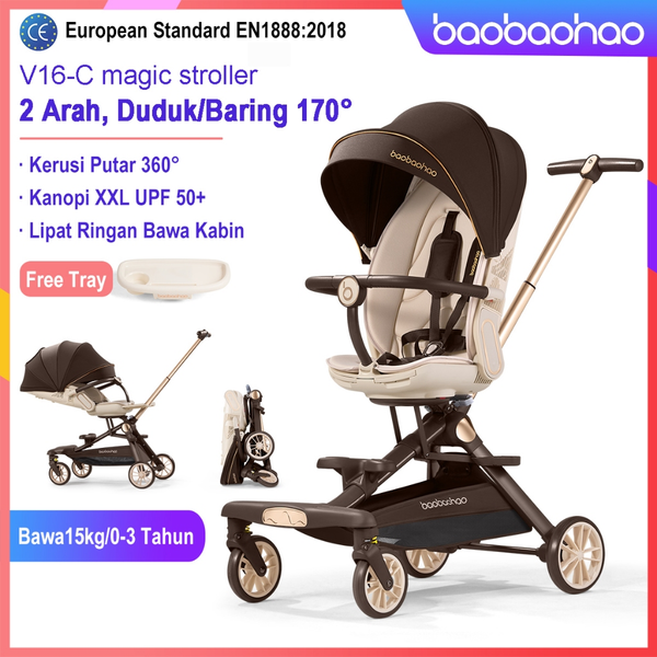 Baobaohao V16c Baby Stroller 2 Way Magic Stroller Foldable Lightweight Trolley Cabin Travel Pram for Newborn Kids