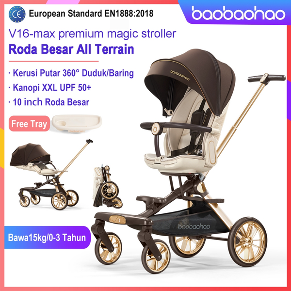 Baobaohao V16max Baby Stroller All Terrain Wheels Trolley 2 Way Magic Stroller Foldable Lightweight Travel Pram for Newborn Kids