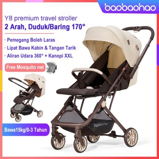 Baobaohao Y8 Baby Stroller 2 Way Lightweight Cabin Trolley  Foldable Pram with Pulling Rod for Travel