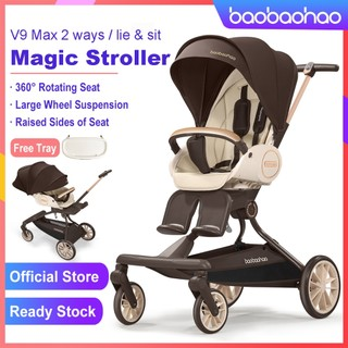 Baobaohao V9max Baby Stroller All Terrain Wheels 2 Way Trolley Lightweight Foldable Pram for Newborn Toddler Kids