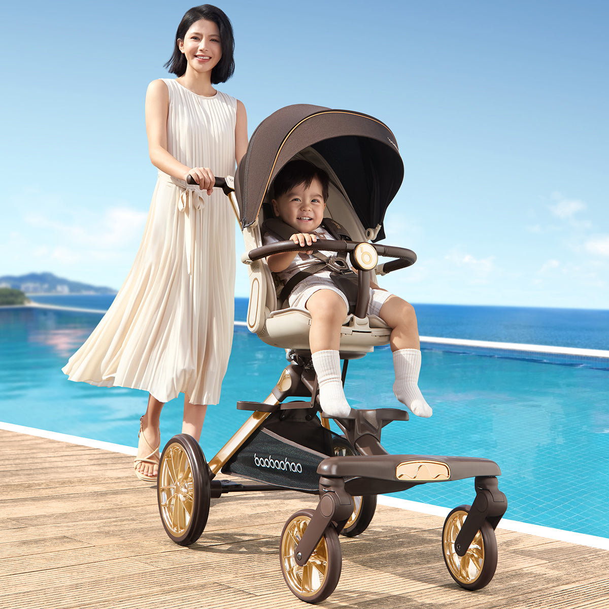 Baobaohao V16max Baby Stroller All Terrain Wheels Trolley 2 Way Magic Stroller Foldable Lightweight Travel Pram for Newborn Kids