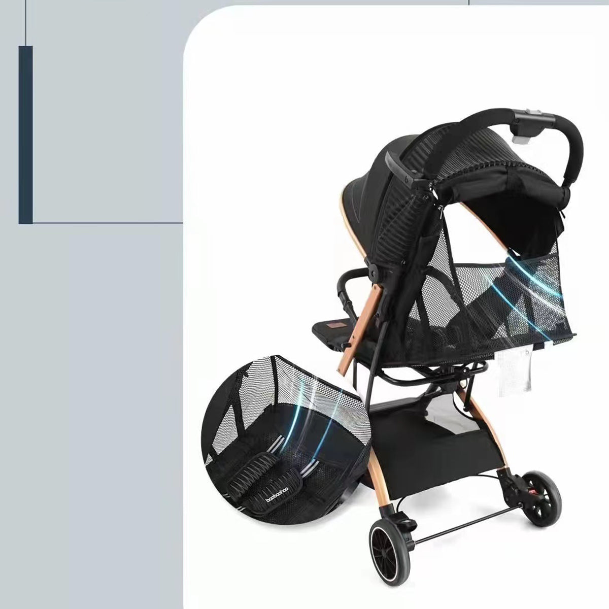 Baobaohao QZ1pro Baby Stroller Lightweight Cabin Trolley  Foldable Pram with Pulling Rod for Travel
