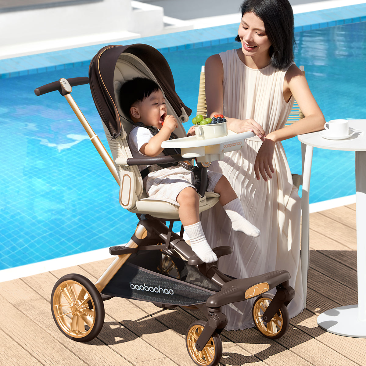 Baobaohao V16max Baby Stroller All Terrain Wheels Trolley 2 Way Magic Stroller Foldable Lightweight Travel Pram for Newborn Kids